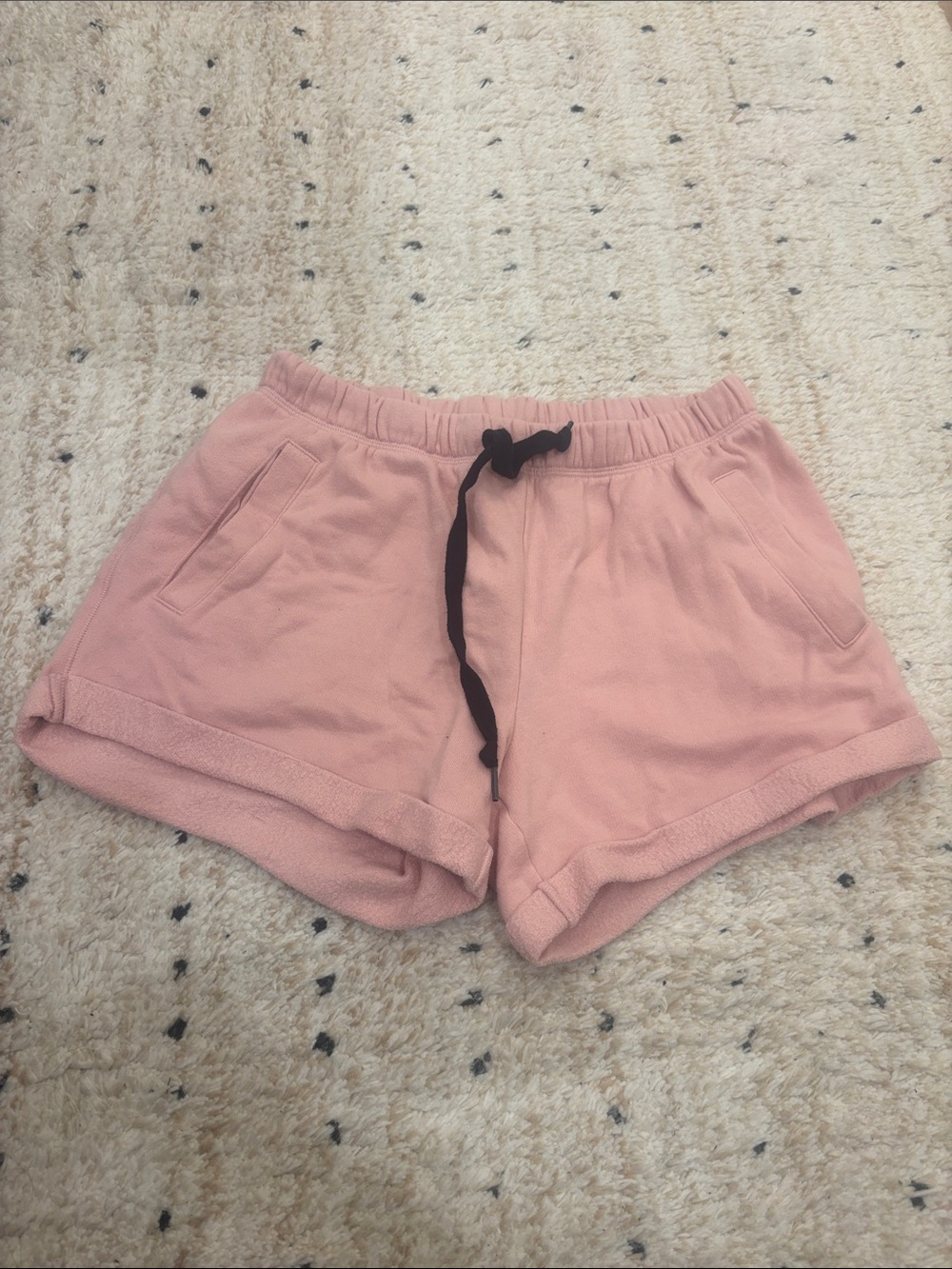 PINK Victoria's Secret Blush Pink Terry Lounge Shorts with Black Drawstring